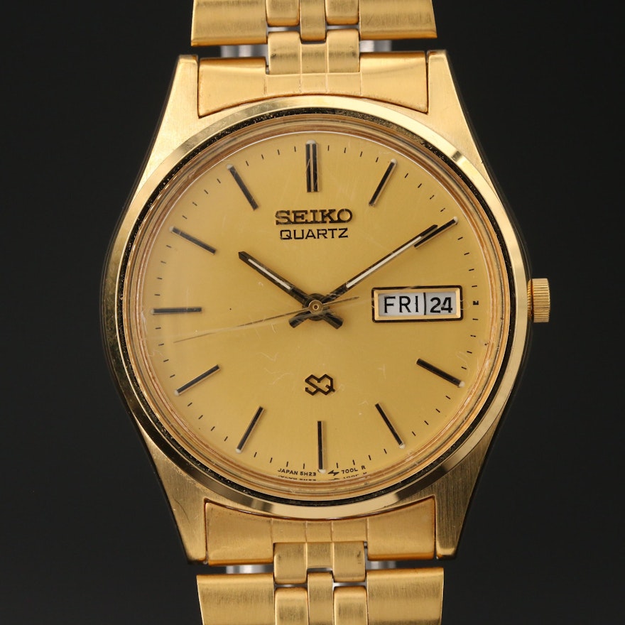 seiko quartz day/date wristwatch