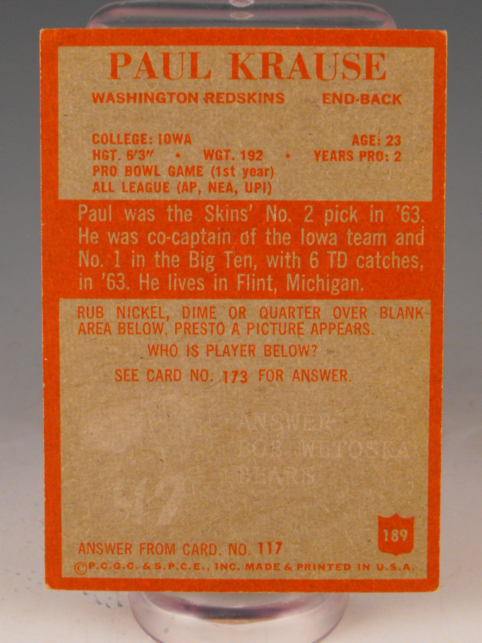 Paul Krause rookie card EBTH