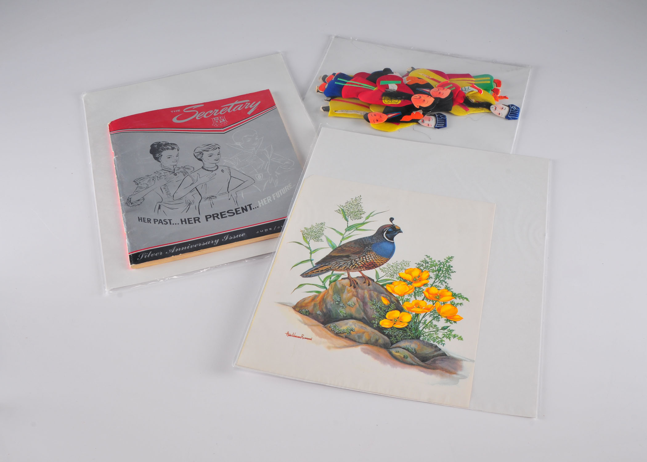 Vintage Anne Worsham Richardson watercolor of the "Californian Quail