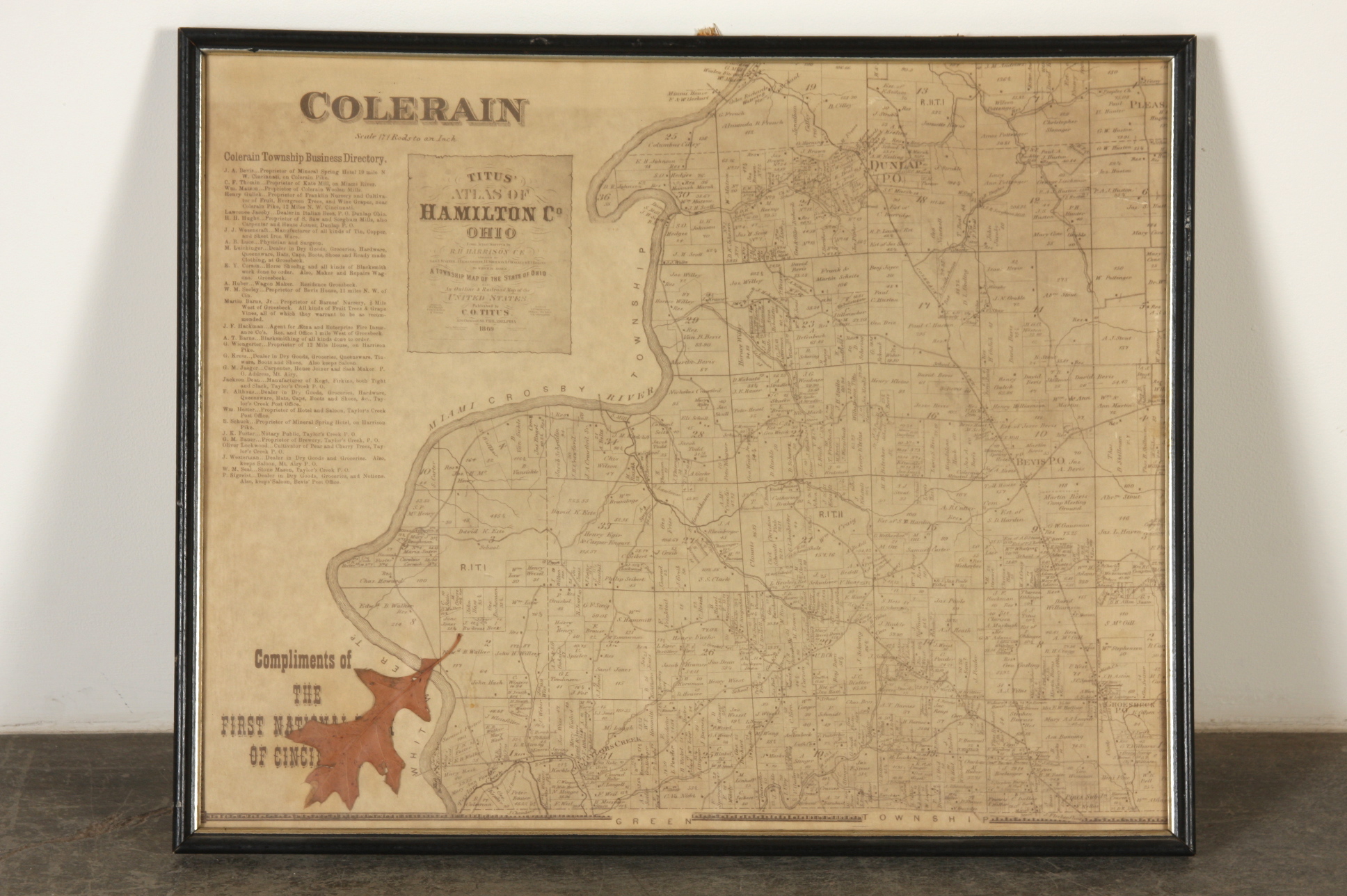 1869 Map of Colerain, Cincinnati, Ohio EBTH