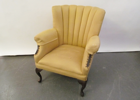 Queen Anne Channel Back Chair, Upholstered : EBTH