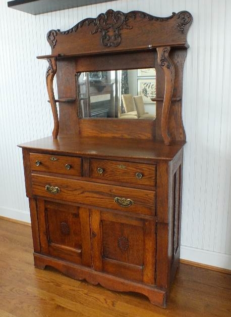 Antique Oak Sideboard with Mirror EBTH