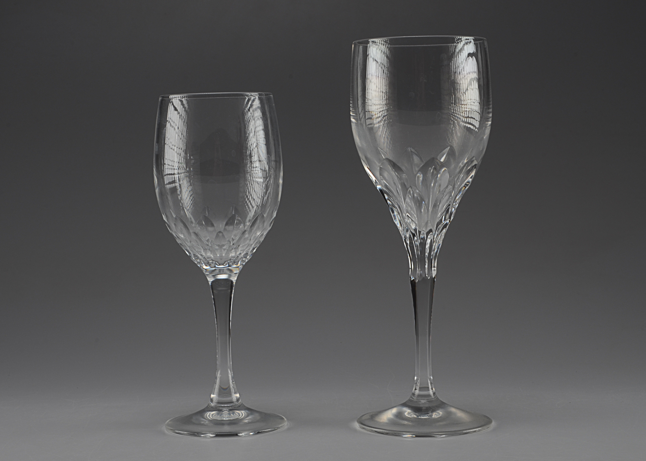 Twelve Gorham crystal stemware 7 1/2" T wine glasses in the Diamond