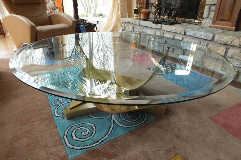 Custom Designed solid brass and glass coffee table EBTH