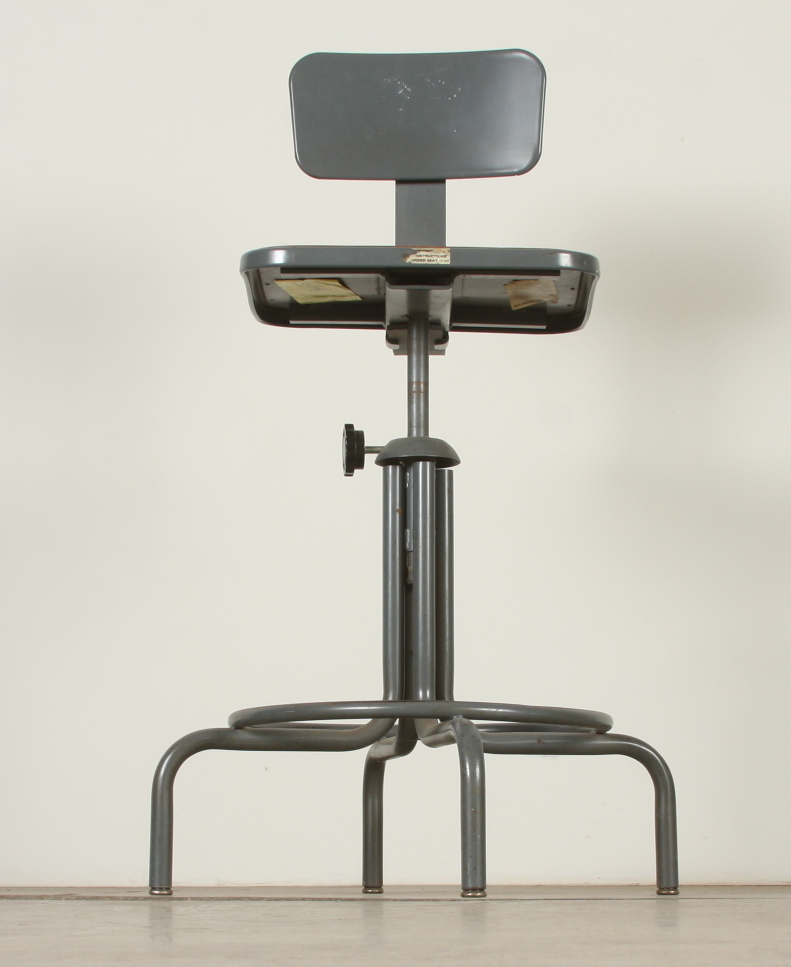 Vintage Industrial Metal Drafting Chair. c 1950's EBTH