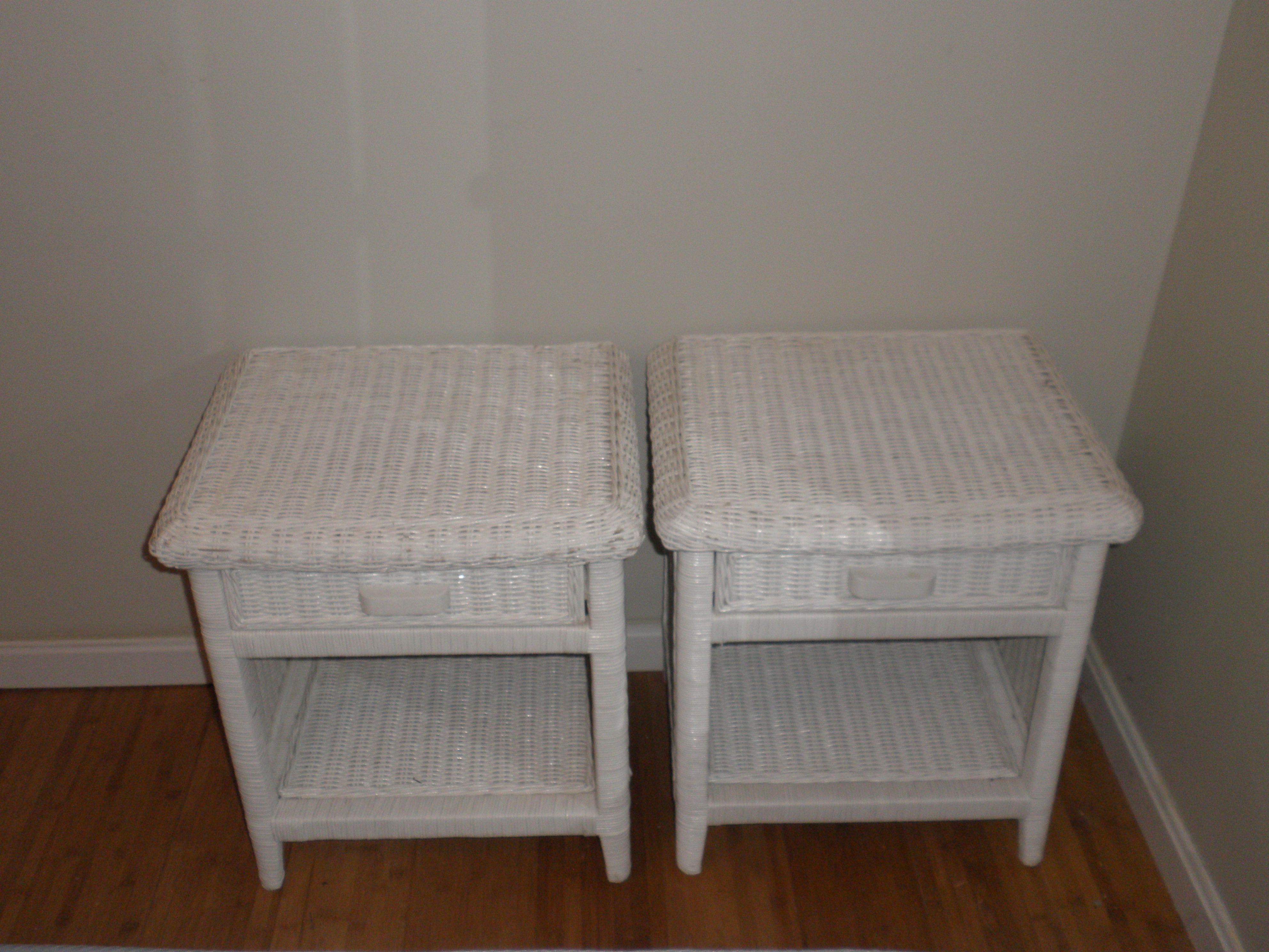 White Wicker End Tables EBTH
