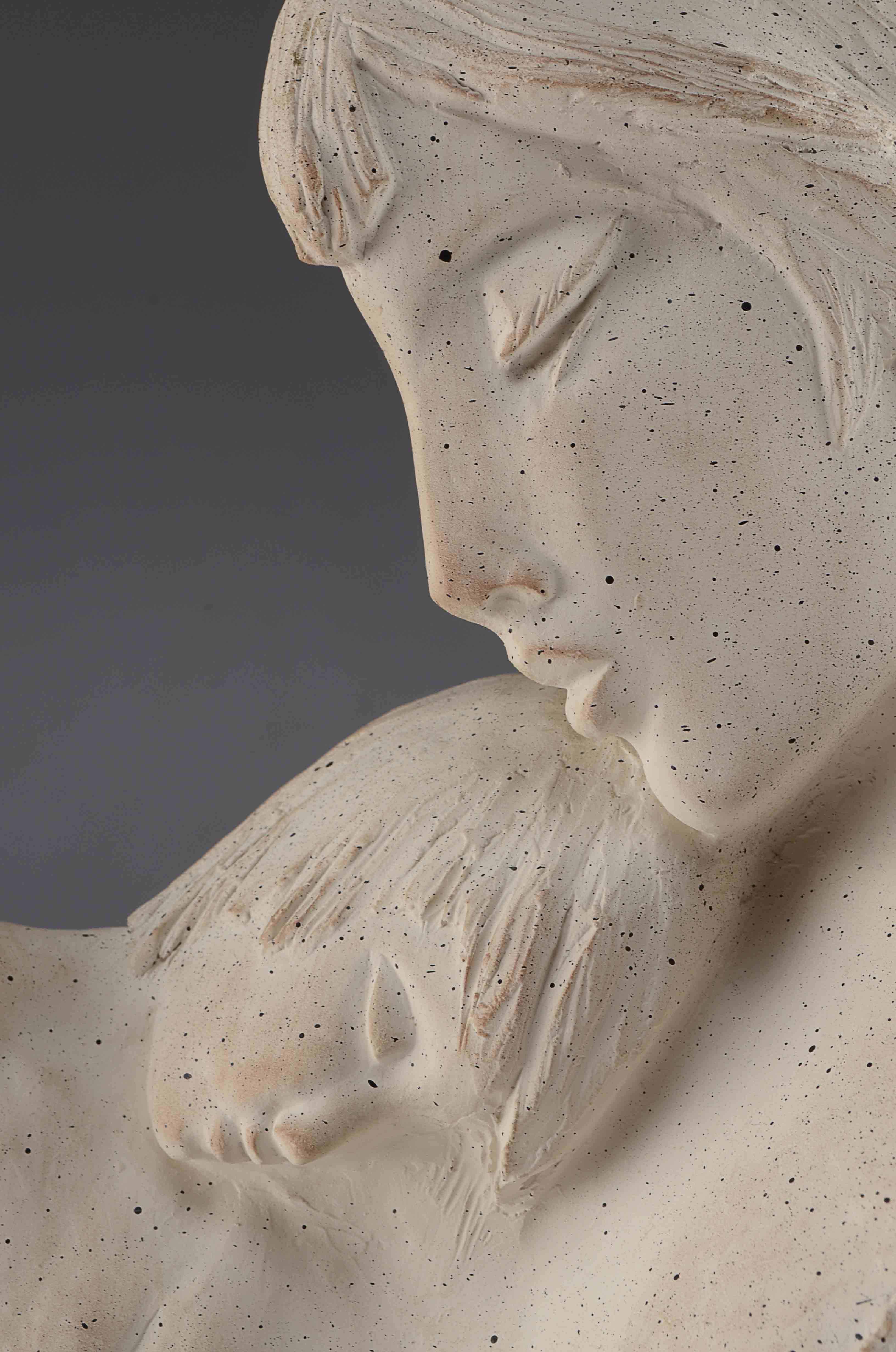 Contemporary Cast Stone Sculpture Of mother And Child EBTH