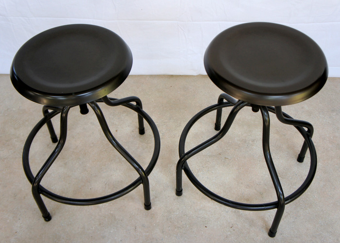 Two Pottery Barn Bryce Adjustable Metal Bar Stools Ebth