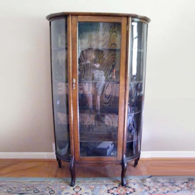 Online Furniture Auctions Vintage Furniture Auction Antique Golden Oak Curved Glass China Cabinet - Online Furniture Auctions Vintage Furniture Auction Antique