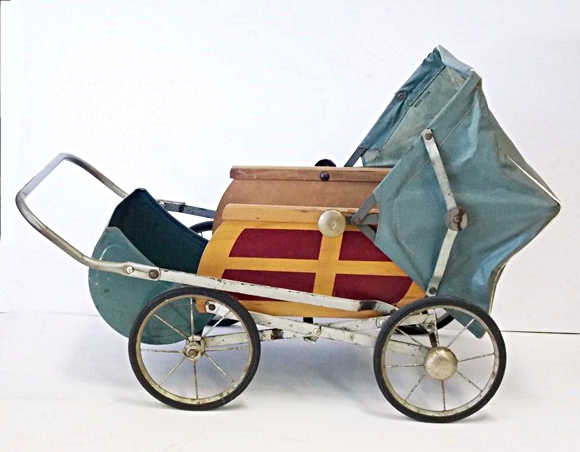 Vintage Doll Buggy with Wood Panel Sides EBTH