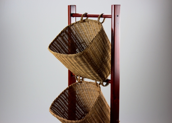 3Tier Tilt Wicker Basket Storage Stand EBTH
