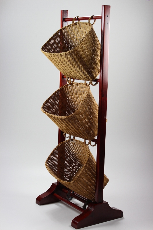 3Tier Tilt Wicker Basket Storage Stand EBTH