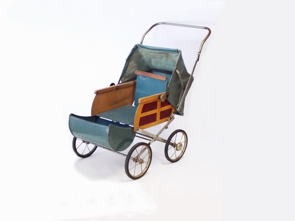 Vintage Doll Buggy with Wood Panel Sides EBTH