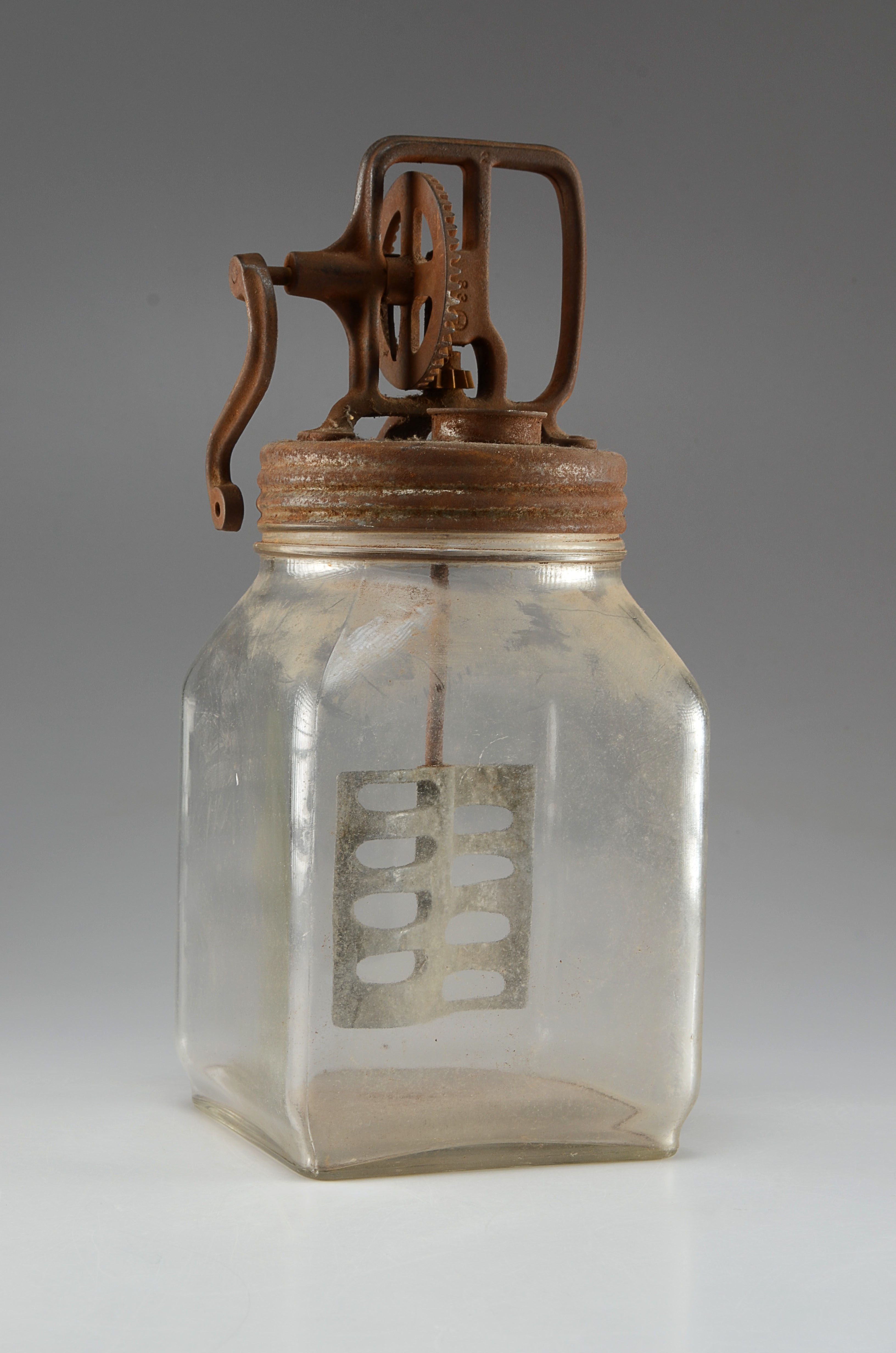 Antique 4 Quart Butter Churn with Metal Paddles EBTH