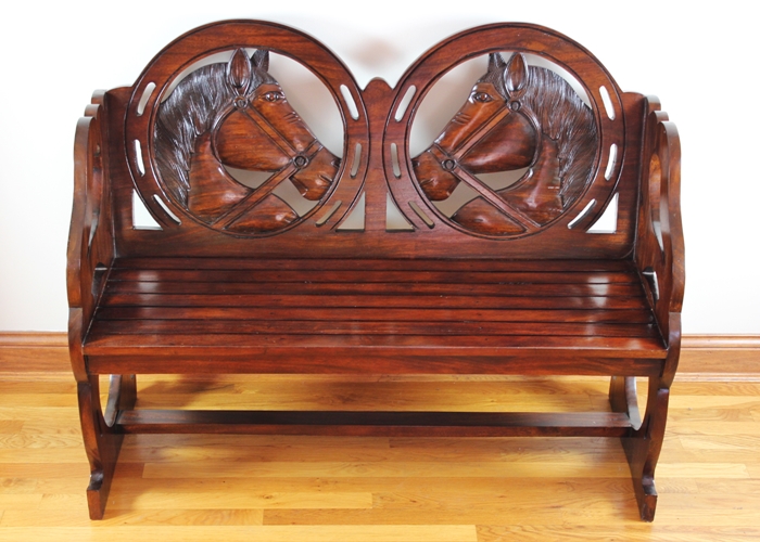 Carved Horse Head Bench EBTH