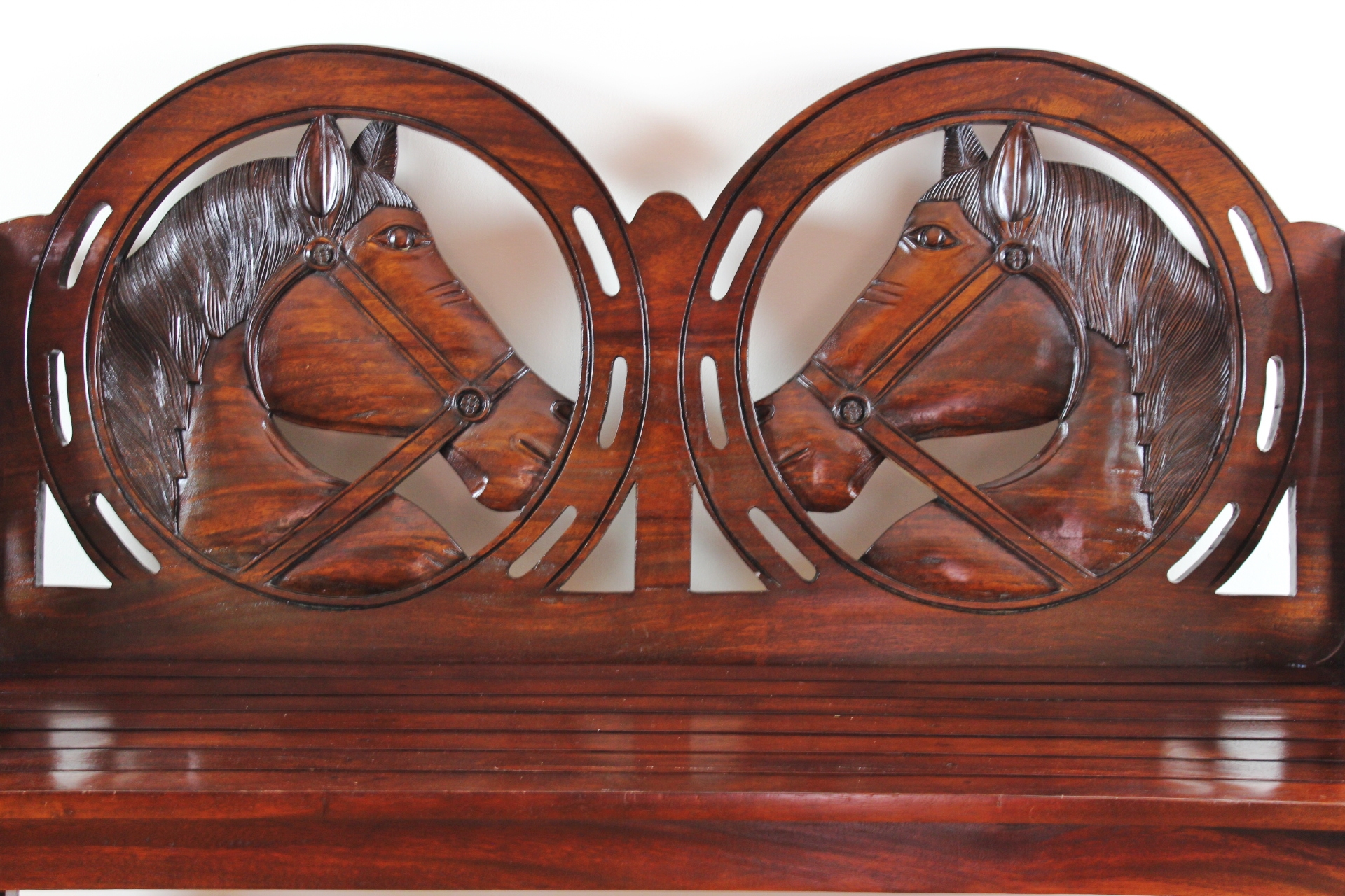 Carved Horse Head Bench EBTH