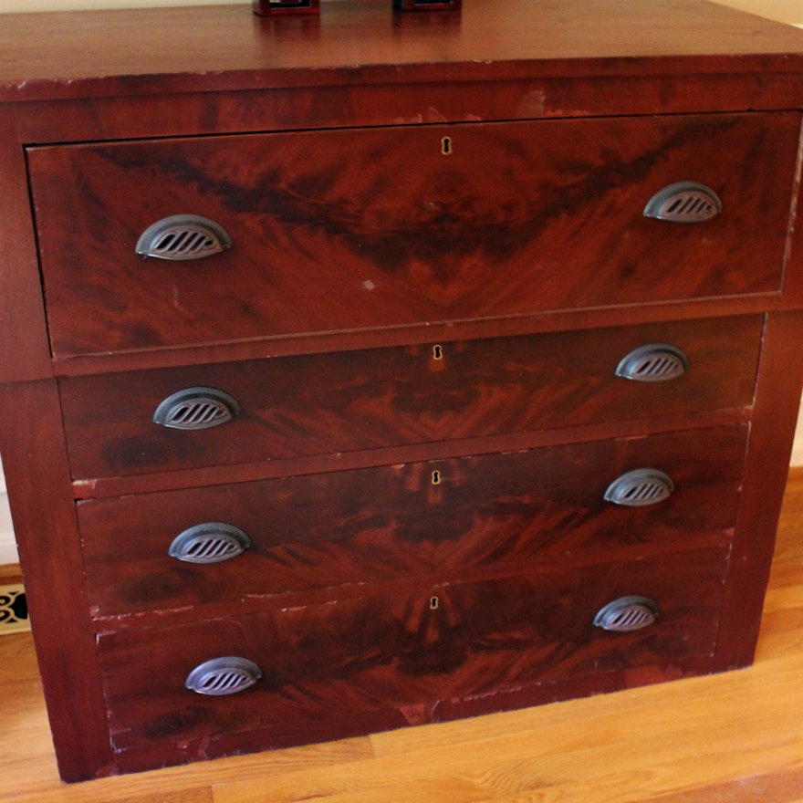 Beautiful Tiger Wood Dresser With Ornate Accents Ebth