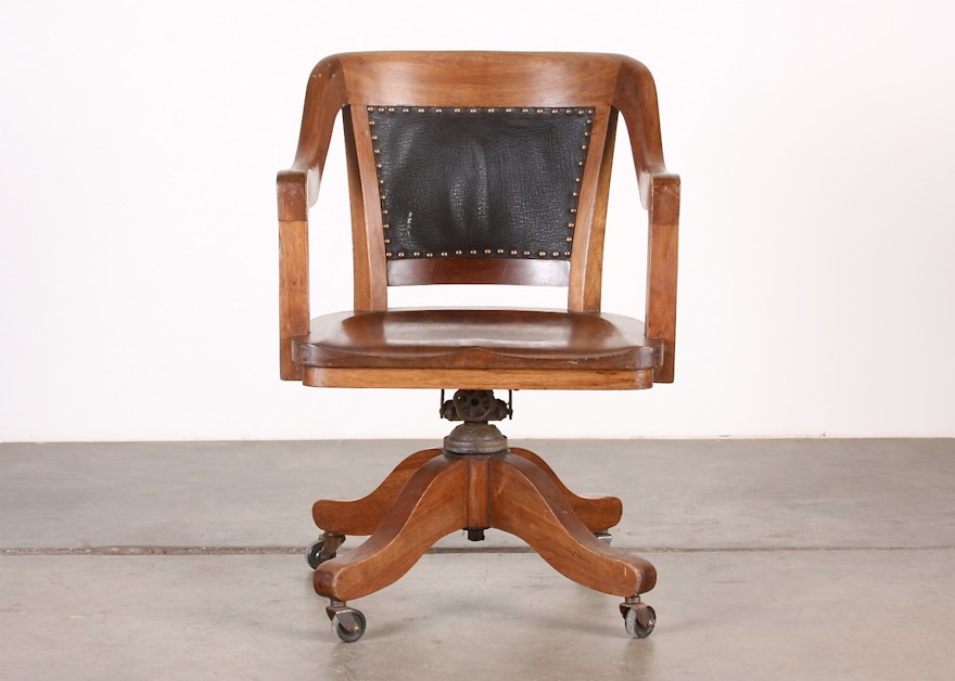 B L Marble Chair Company Walnut Desk Chair On Casters Ebth