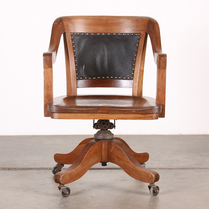 B L Marble Chair Company Walnut Desk Chair On Casters Ebth