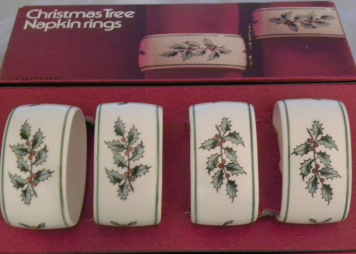 Spode Christmas Tree Double Tier Tray and Napkin Rings EBTH