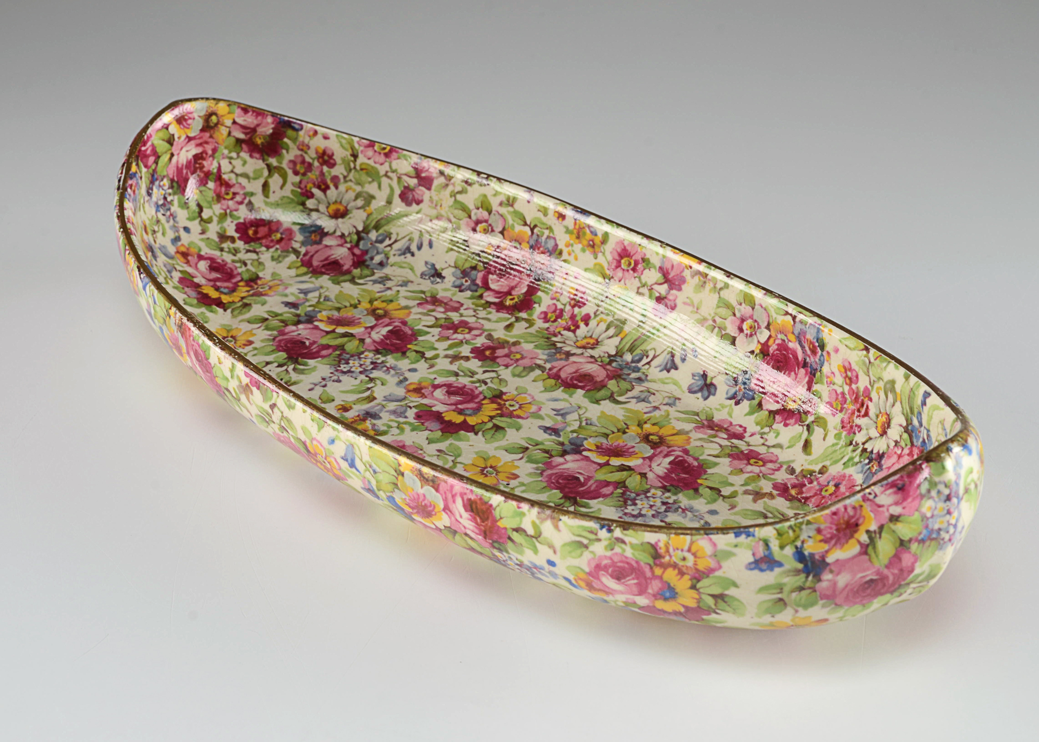 Royal Winton Grimwades "Summertime" chintz oval dish and small vase EBTH