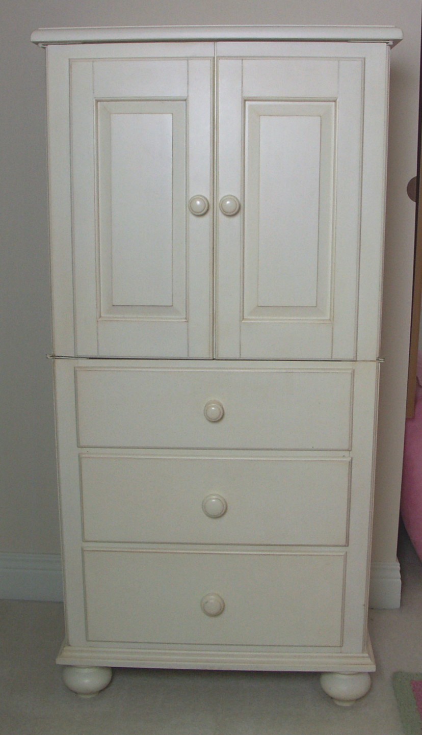Ethan Allen Antiqued White Dresser Armoir Ebth