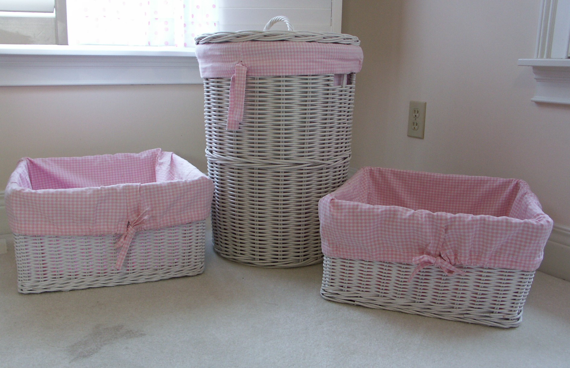 Lot Of Three Pottery Barn Wicker Baskets Ebth
