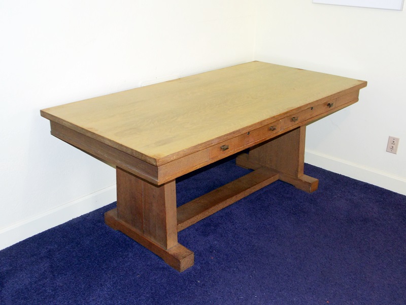 Very Substantial Vintage Mission Oak Library Table Desk Ebth