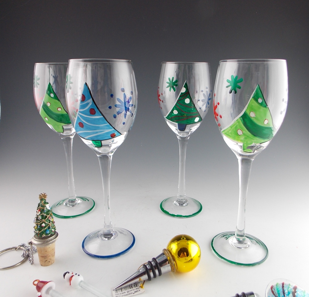 christmas wine glasses plastic