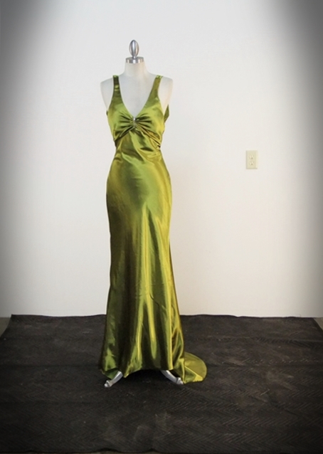 chartreuse satin dress