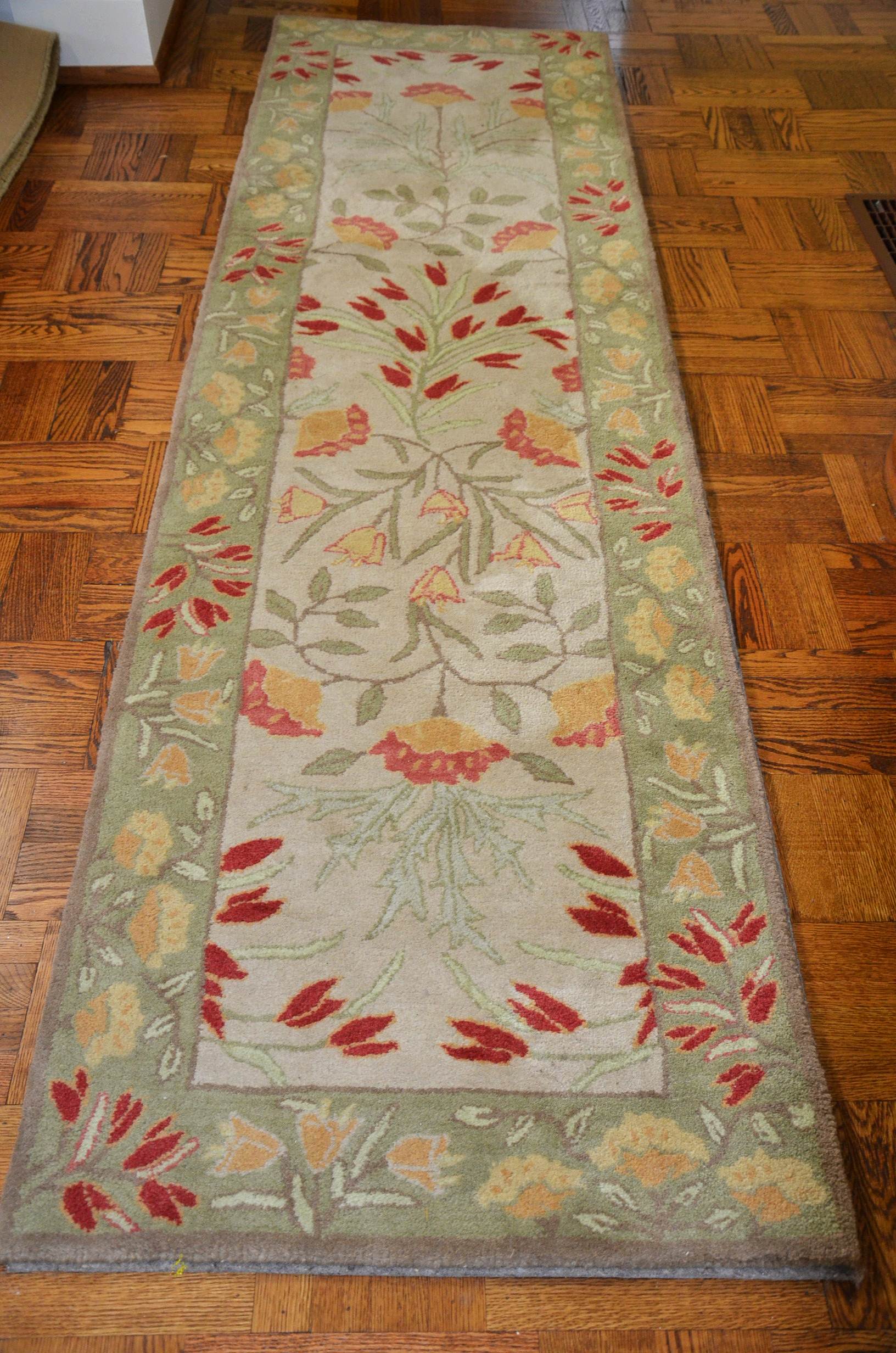 Pottery Barn Adeline Sage wool runner rug. EBTH