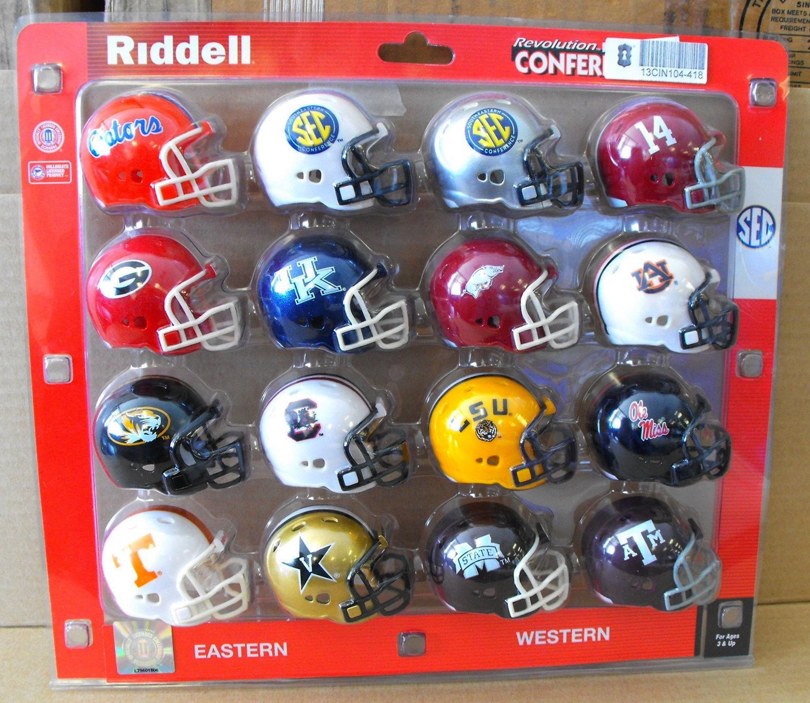 (6) Riddell Pocket Size SEC Conference Mini Helmets/Brand New/Original
