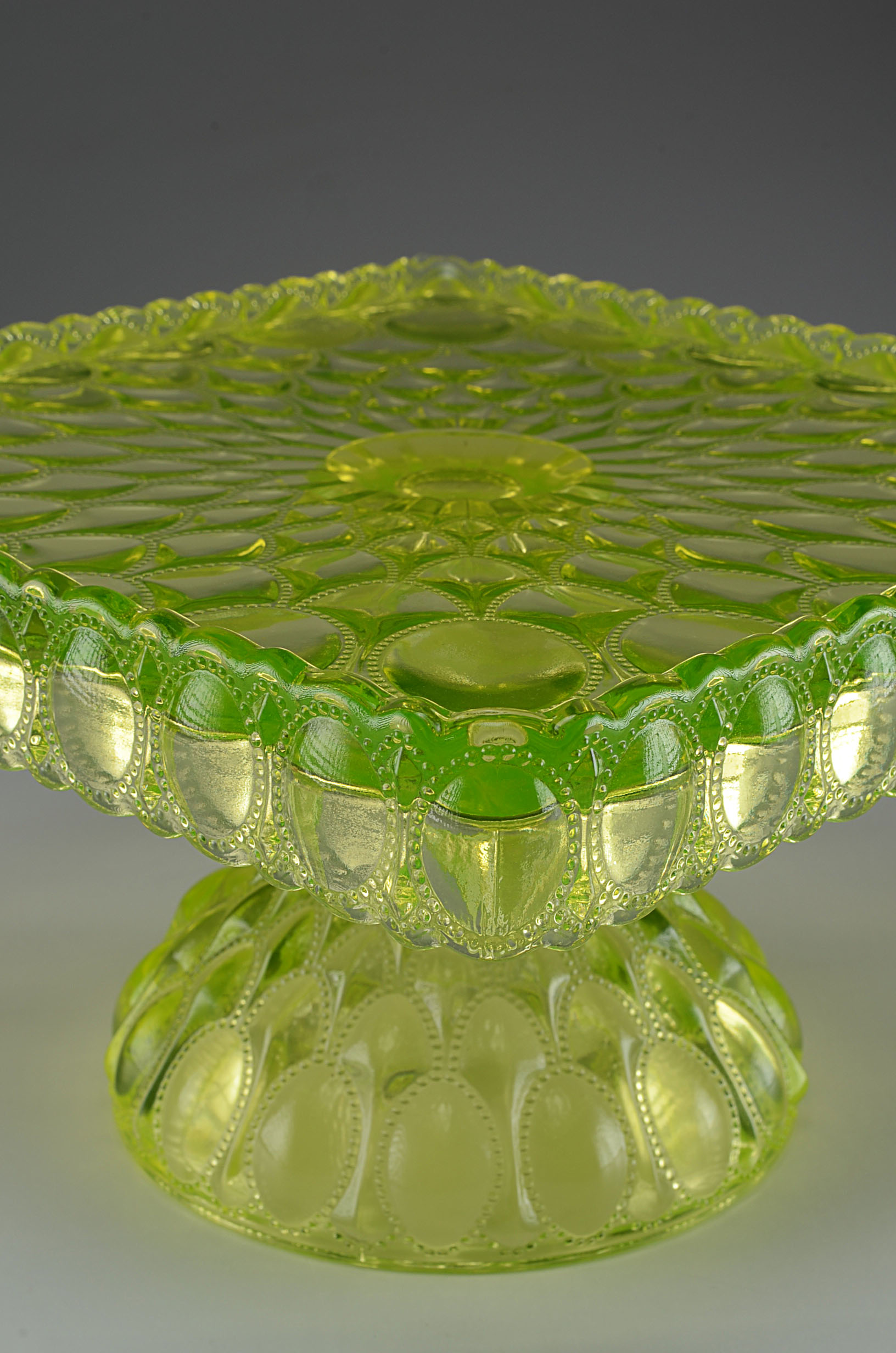 Vaseline Glass Square Cake Plate Stand EBTH