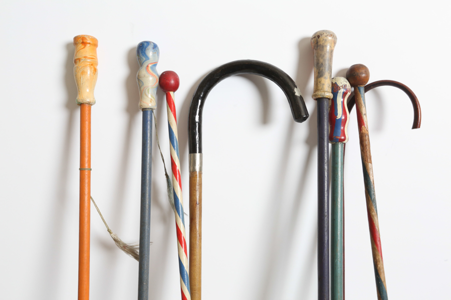 Group of 9 Vintage Wood Canes Carnival EBTH