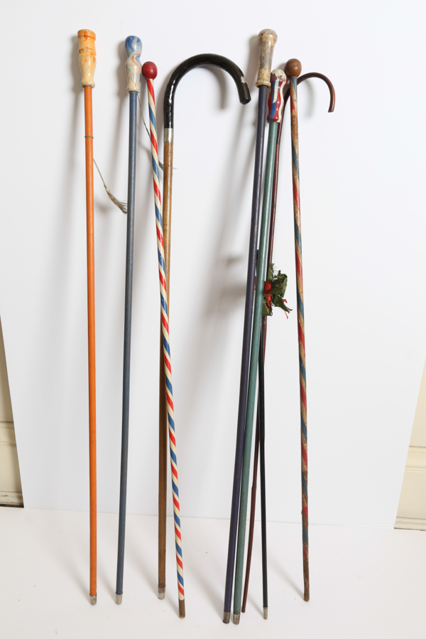 Group of 9 Vintage Wood Canes Carnival EBTH