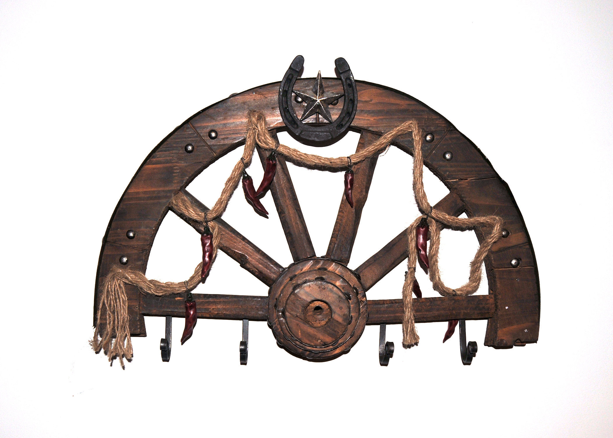 Wooden Wagon Wheel Coat Rack EBTH