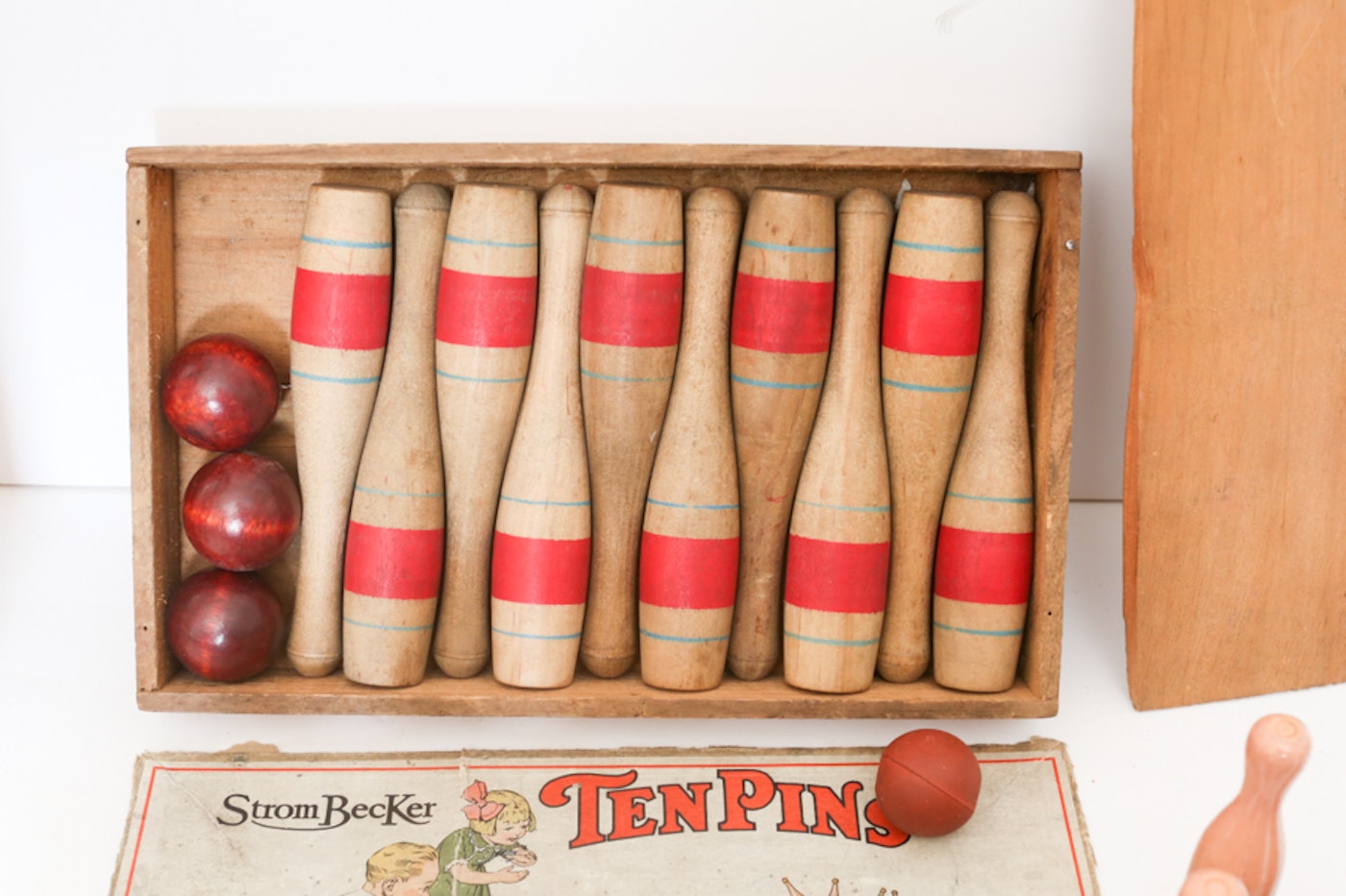 Vintage Wood Ten Pin Bowling Set & More EBTH