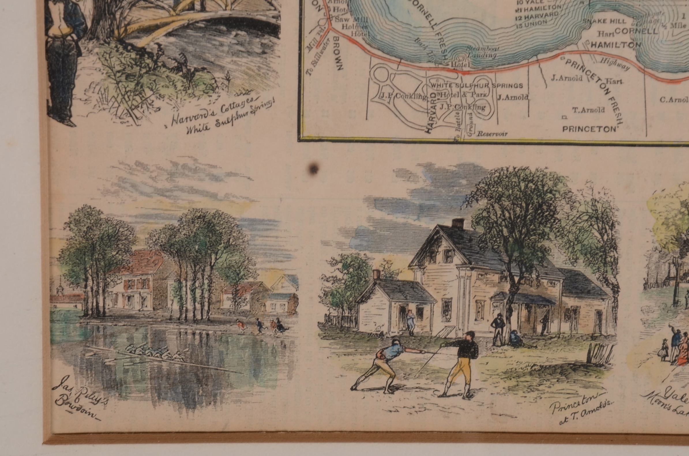 Original Lake Saratoga Ivy League Rowing Map EBTH