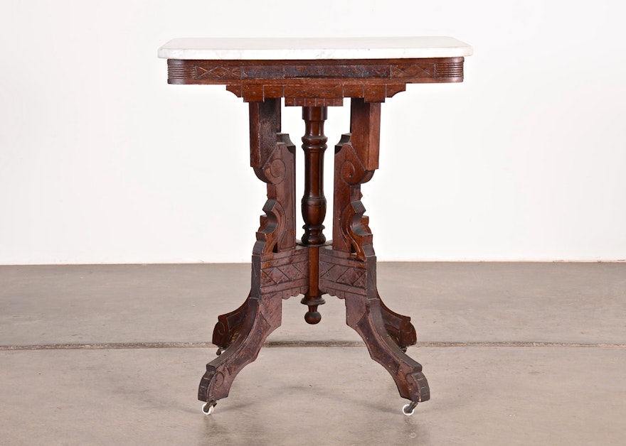 Victorian Marble Top Lamp Table EBTH