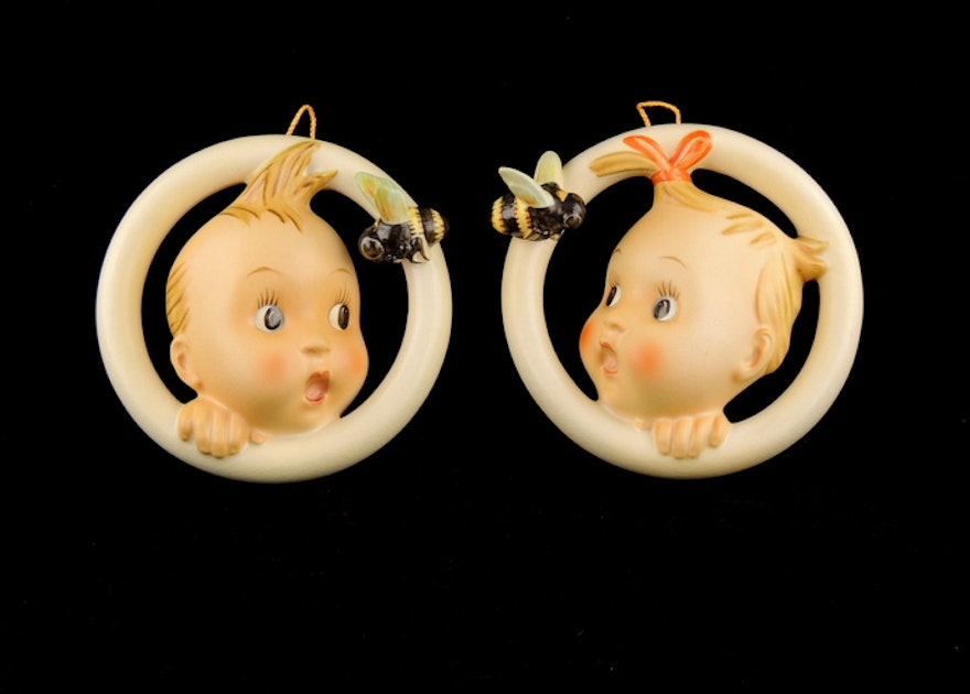 Baby and Bee Wall Plaques by Goebel Set of 2 | EBTH