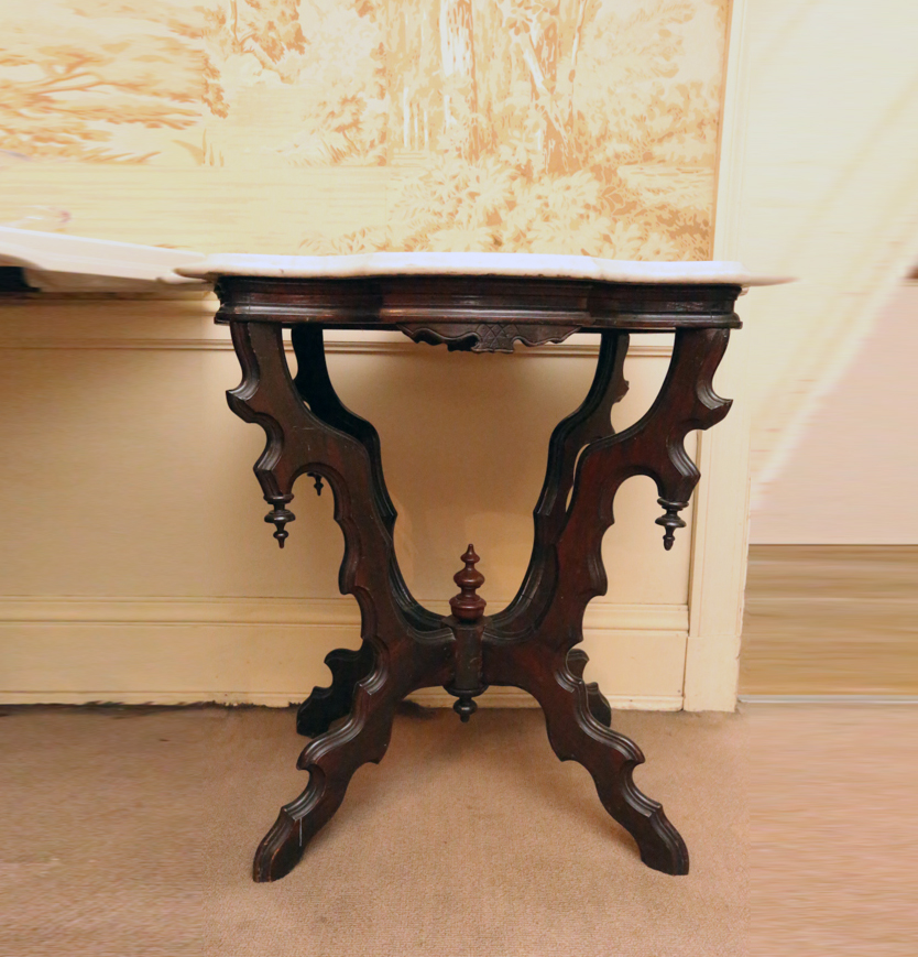 Antique Victorian Marble Top Parlor Table EBTH