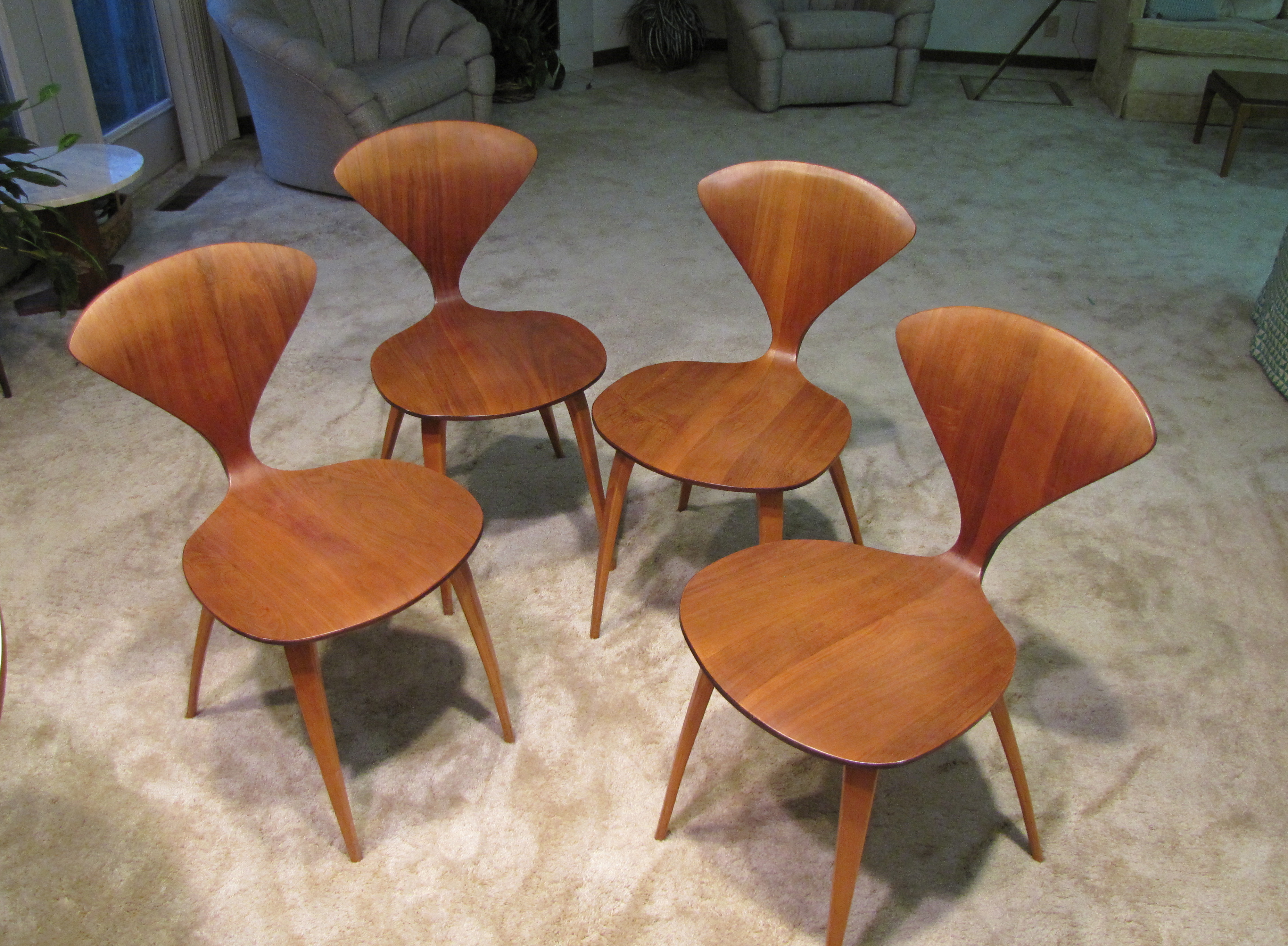 Set Of Four Plycraft Cherner Pretzel Chairs