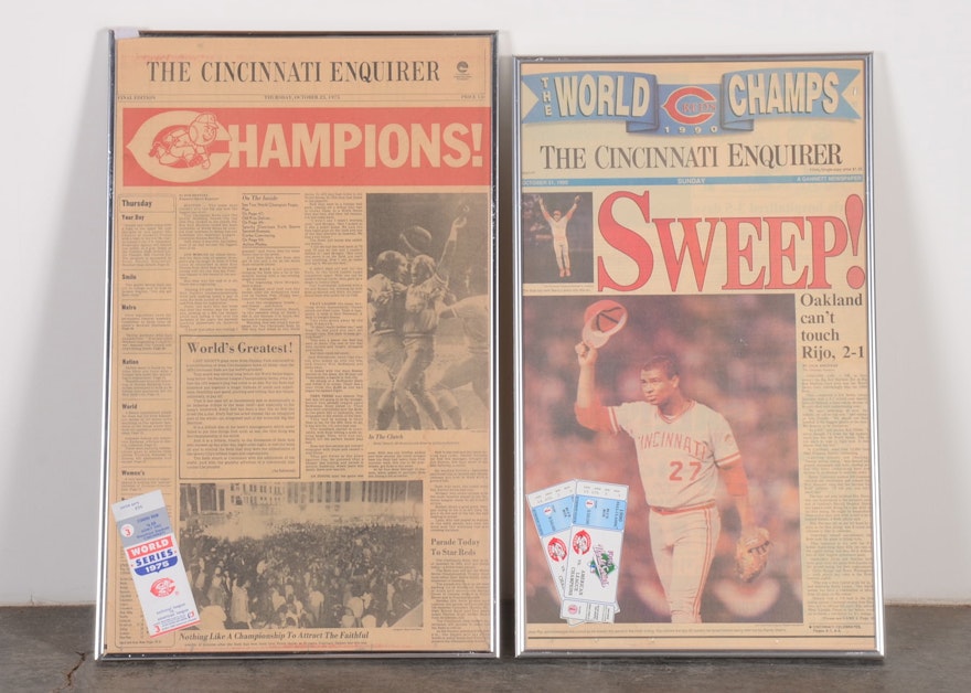 1990 Cincinnati Reds World Series Champions Framed Front Page 