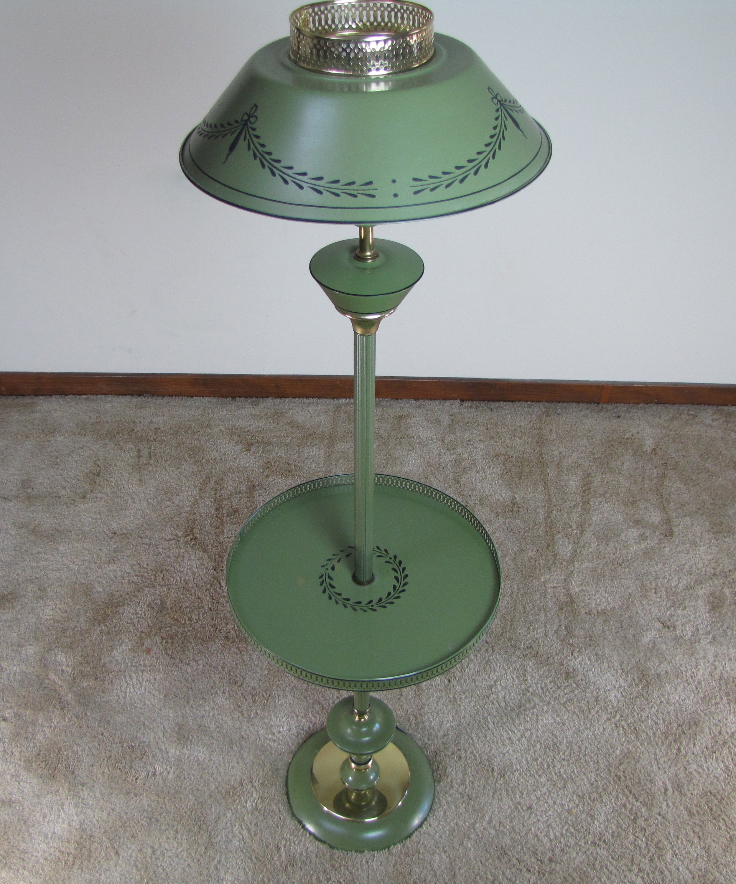 Vintage Tole Floor Lamp With Tray Table EBTH