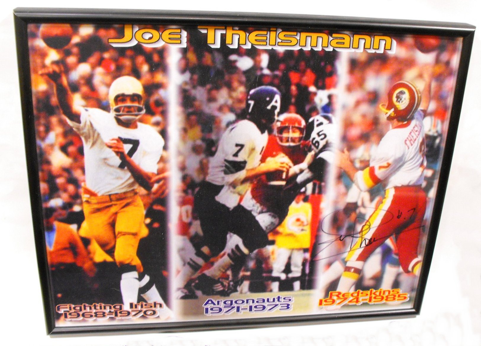 Joe Theismann Autographed Career Football Framed Photo | EBTH