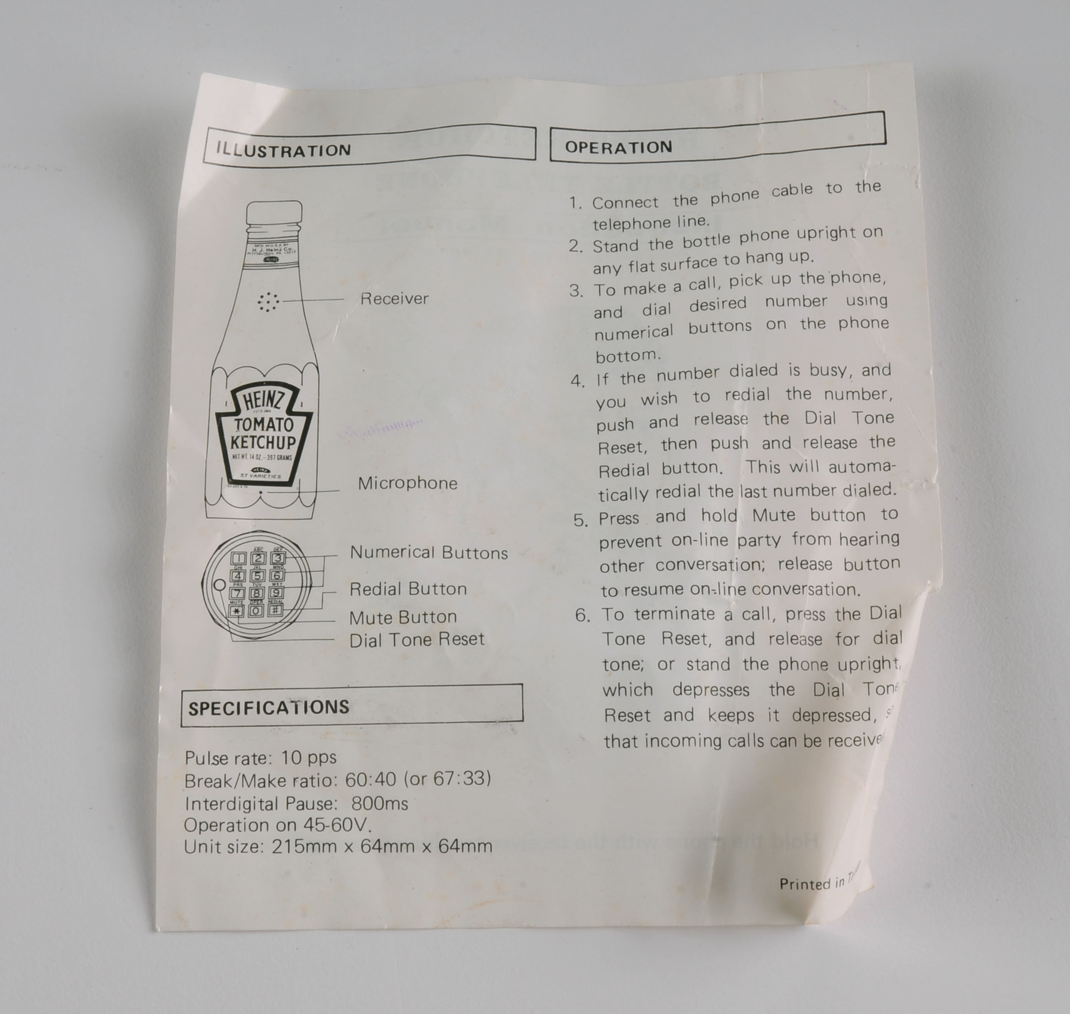Vintage Heinz Ketchup Bottle Telephone EBTH