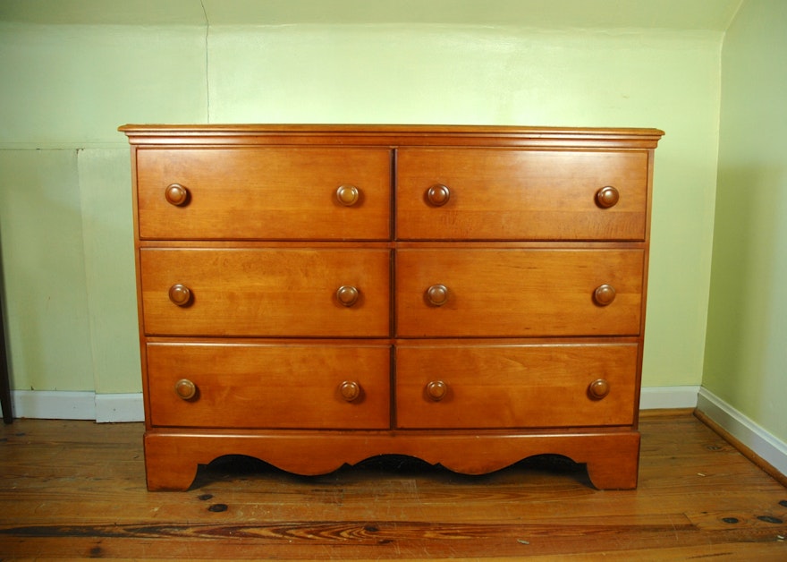 Crawford 6 Drawer Early American Style Maple Dresser Ebth