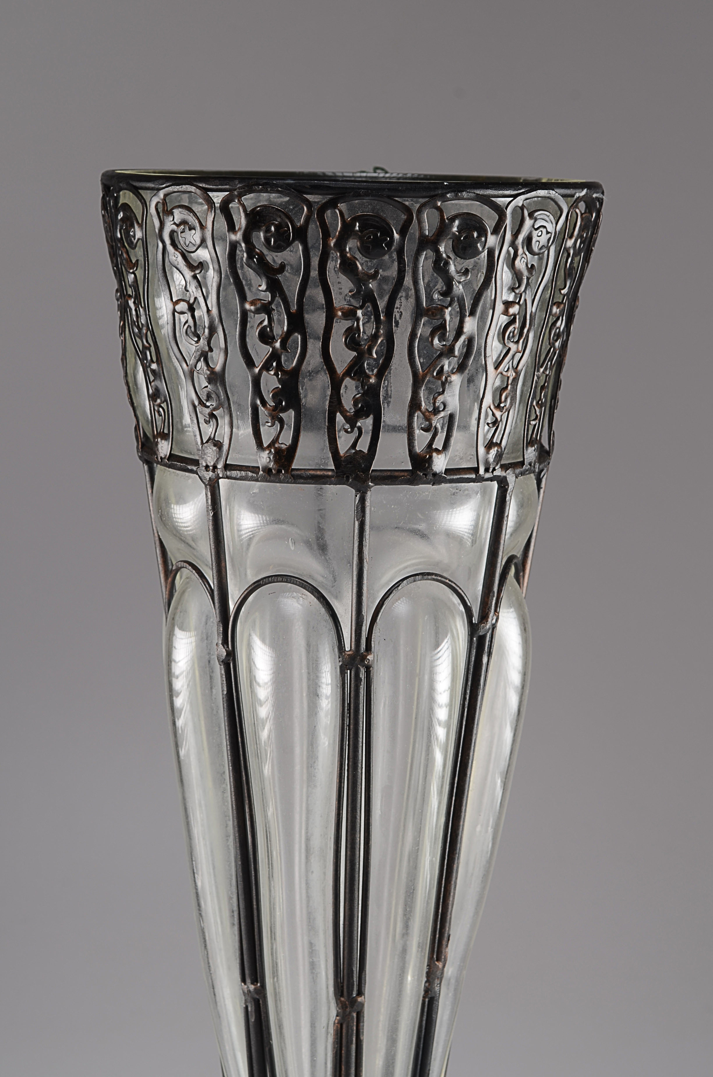 Extra Large Glass Insert Vase in Metal Stand EBTH