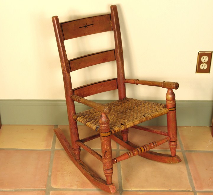 Antique Child's Rocking Chair with Wicker Seat EBTH