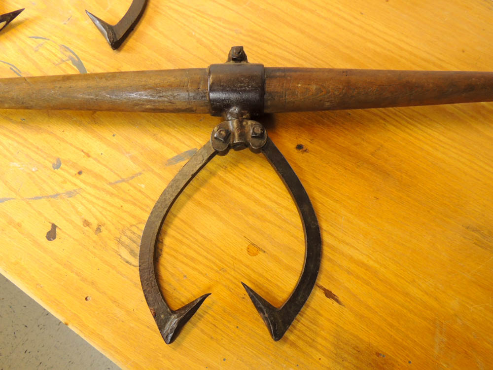 Antique Two Man Log or Ice Tongs with Wood Handle EBTH